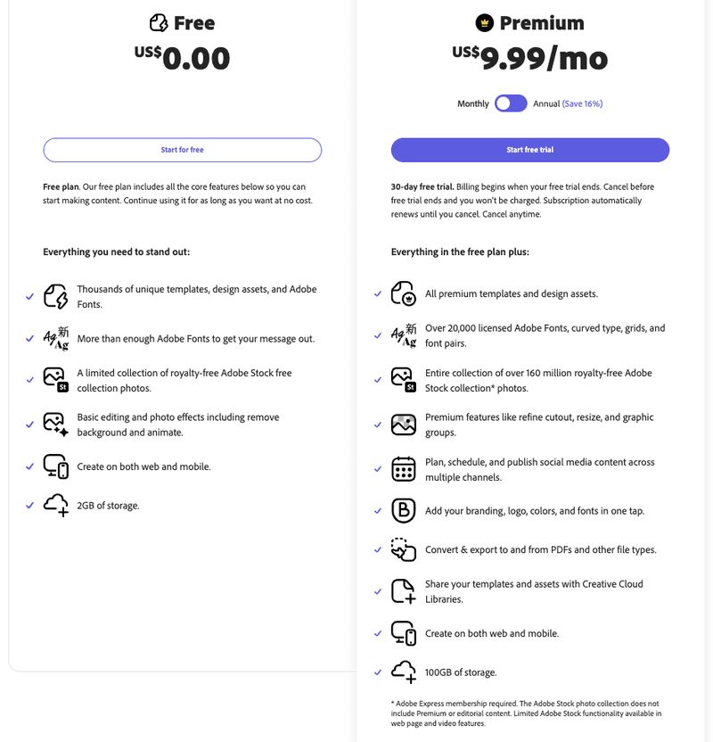 Adobe Express Prices 2023