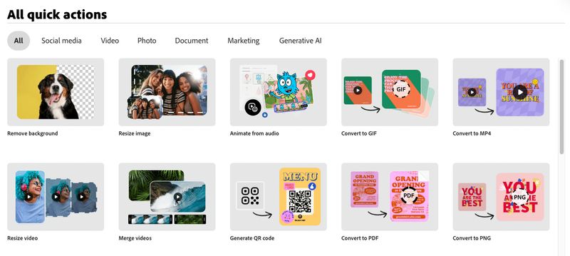 Adobe Express Quick Actions