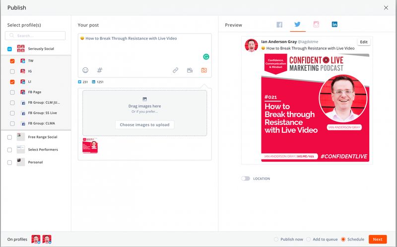 Agorapulse Publishing Step 1