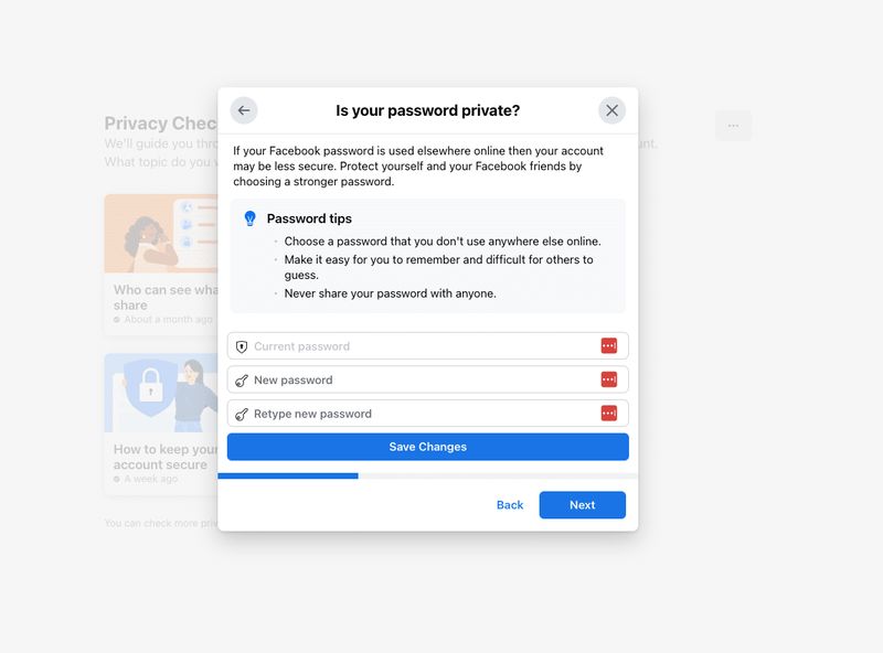 Keep your Facebook account password private