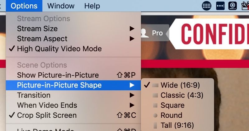 Picture in Picture settings in Ecamm Live