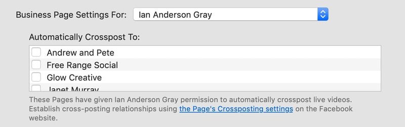 Crossposting settings in Ecamm Live