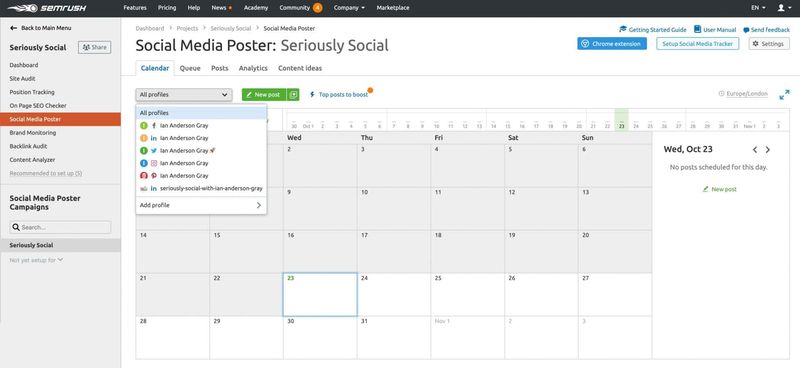 SEMrush Social Media Poster Calendar