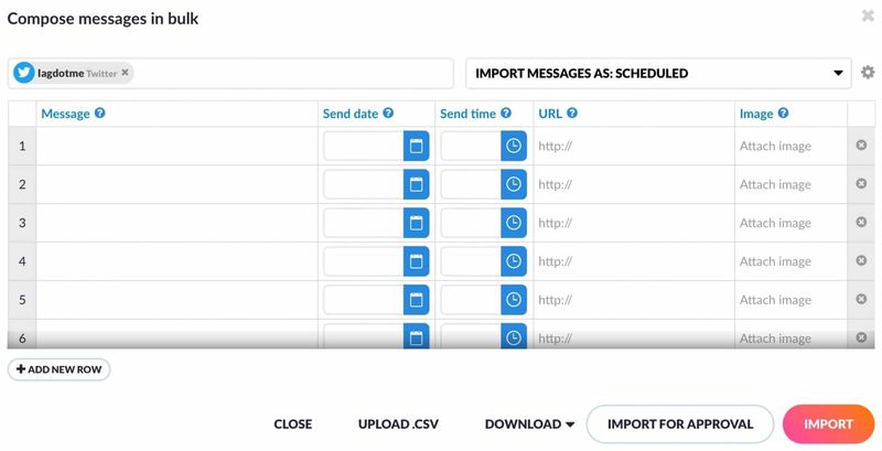 Bulk adding posts in Sendible
