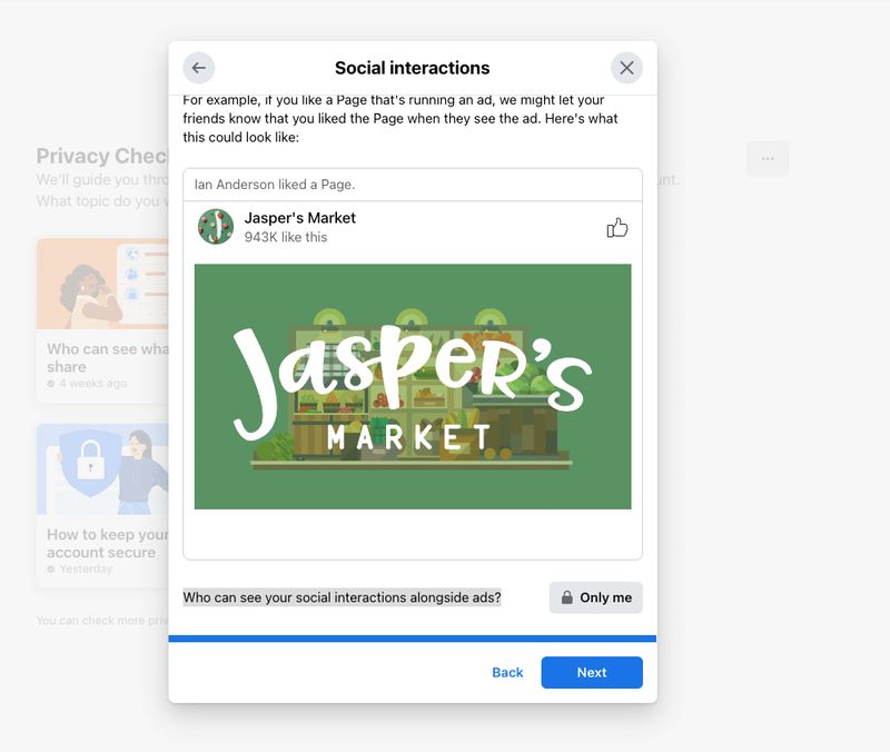 Facebook social interactions (Make your Facebook account private)
