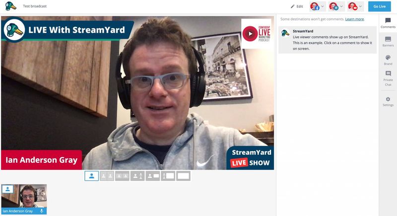 Broadcasting with the StreamYard web app